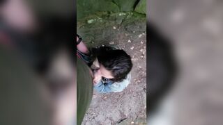 Risky point of view fellatio inside outdoor park