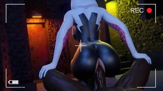 blacked: spider gwen loves to drink big black cock & rides world's massive dick on outdoors roof top!!