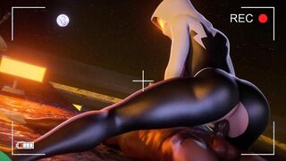 blacked: spider gwen loves to drink big black cock & rides world's massive dick on outdoors roof top!!