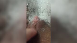 Jerking off my long clitoris into the restroom out of boredom ... again
