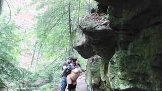 Hotwife takes penis unprotected into the woods