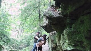 Hotwife takes penis unprotected into the woods