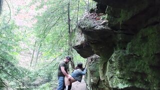 Hotwife takes penis unprotected into the woods