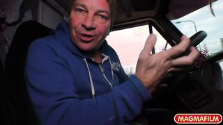 Amateur honey gets pumped inside the van