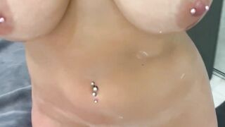 Dark Haired blows dick and gets fuck rough into restroom