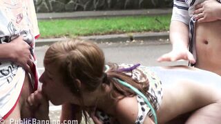 18 Yo outside group sex adventure with a adorable blonde Women