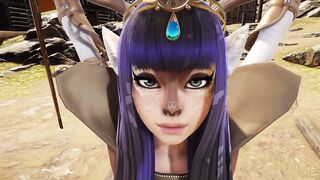 Deer-bimbos Freyja inside the Viking Village [3D Anime, 4K, 60FPS,