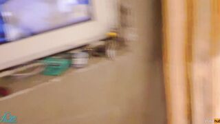 Lusty co-worker creampied after working