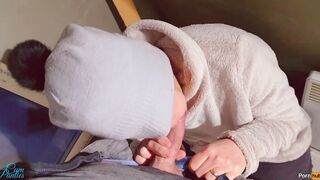 Lusty co-worker creampied after working