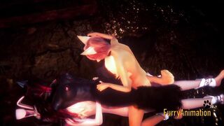 Furry Anime 3D - three Way Doble Penetration