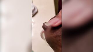Black Youtuber squeezes milk from her big saggy boob