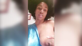 Black Youtuber squeezes milk from her big saggy boob