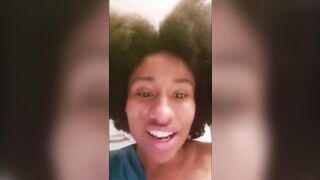 Black Youtuber squeezes milk from her big saggy boob