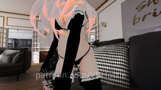 Red Oral Sex Maid with Thigh Highs Face Sitting Feet Job Stepping