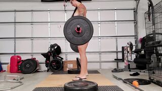 milf Working out into the Gym, Hubby Peeping through the