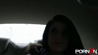 Hot dark hair goddess Lucia Love pissing inside outside