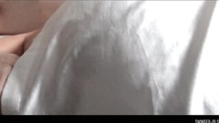 Long Tit amateur houswife massaging and sucking off a large cock while being