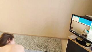 Deep Throat gagging blowjow, submissive bimbo barely legal point of see