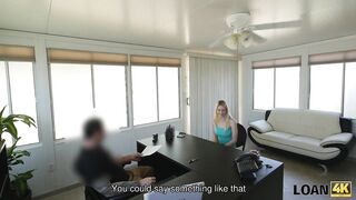LOAN4K. Blue-eyed Hottie is nailed on the desk because needs cash