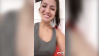 Tiktok (40) - Braless amateur flashes long boobs seethrough
