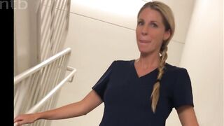 Boss Visits The sexy Nurse in Hospital's Bathroom