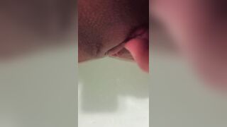 I masturbate underwater into the WC with a crazy hot erect clit