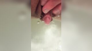 I masturbate underwater into the WC with a crazy hot erect clit