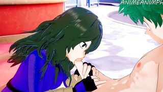 My Hero Academia Anime: Setsuna Tokage Blows Midoriya Izuku's Huge Penis