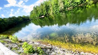 Insane risky outdoors Hand Job on a high frequented Lake - Sloppy Hand Job and Creampie