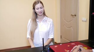STELLA CARDO FINISHED HER INTERVIEW TO BECOME SECRETARY SHOWING HER BLOWING SKILLZ
