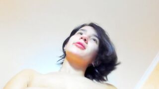Hottie sweet dark haired Myla_Angel shows her twat then finger fucked it gently and softly then shows melons!
