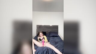 See me masturbate with my pink sex toy. OF @meg.mark