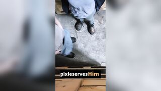 As Requested : extended sex tape, tasting cummed inside outdoor. Eating from Master's kinky hands