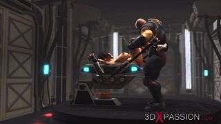 Sci-fi hardcore and a Bombshell cuffed hot into the lab