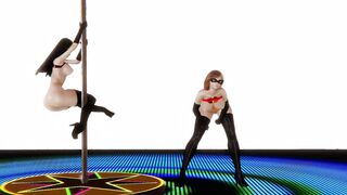 Helen Parr & Violet Parr Hot Dance Naked (Incredibles, Elastigirl, Cosplay, No-sex)