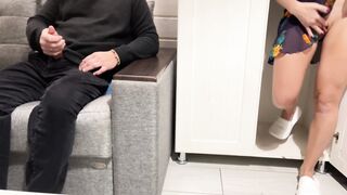 StepMom Caught StepSon Jerking off and help him to Cum Quick Jizzed