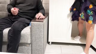 StepMom Caught StepSon Jerking off and help him to Cum Quick Jizzed