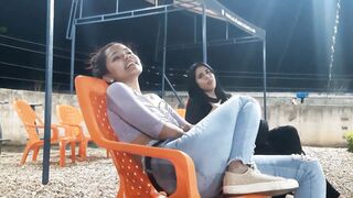 I gives my best friend a lush and make her vulgar inside outdoor