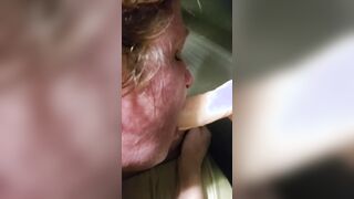 Ex-Wife sucking off vibrator while getting banged!