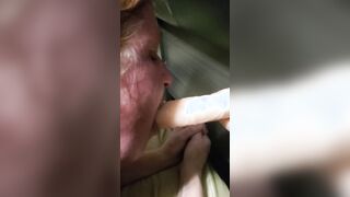 Ex-Wife sucking off vibrator while getting banged!