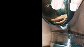 Double penetration with my penis on her butt and tampons inside her snatch, squirted on my french press
