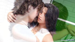 Anna Exciting Affection Anna Oral Sex Timothy on Outdoors Bathroom