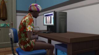 Son enters the Mother's room while she is taking a