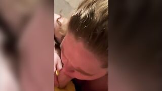 Miss Dawn blowing the pineapple off a penis