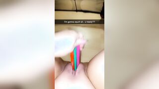 Sexting my professor on Snapchat! I pounded my snatch with marker pens until I squirt through my stockings