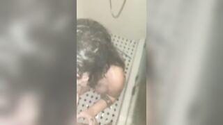 Big natural boobs lesbo blows girlfriends juicy LONG CLITORIS inside the shower