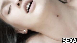 View her huge natural titted bounce as she riding her GF's penis