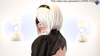 Nier Automata 2B fuck herself with a vibrator and get