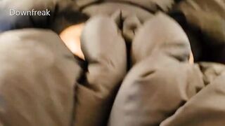 Lucky Bro Gets A Down Jacket Hand Job From His