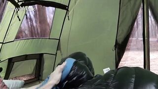 Humping Thick and Puffy Down Sleepingbag Inside My Tent